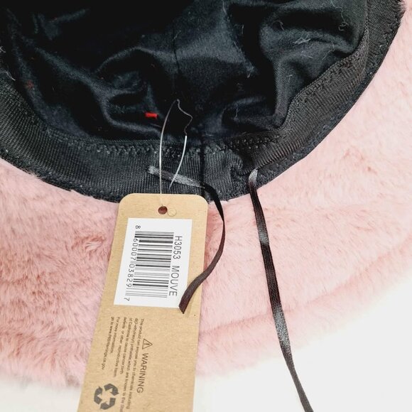 Soft Mauve Pink Faux Fur Bucket Hat Luxurious Warm NWT - Picture 2 of 4